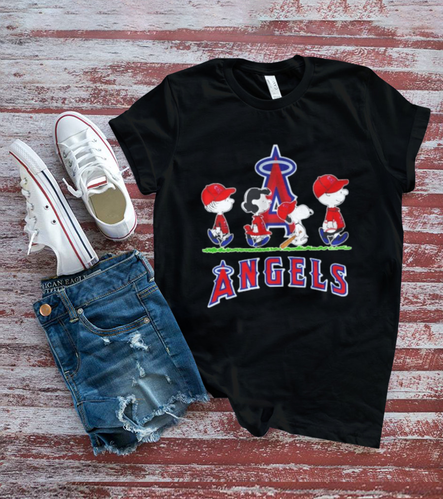 Charlie Brown Lucy Snoopy Peanuts Angels MLB Baseball T-Shirt