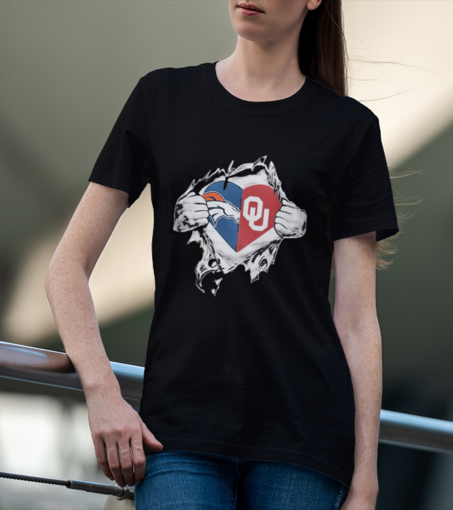 Broncos OU Sooners Heart Blend T-Shirt