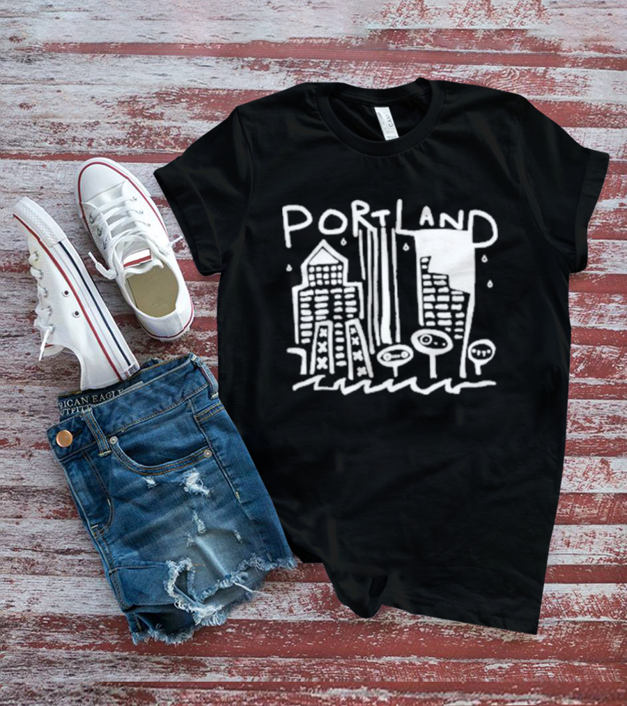 Portland Oregon Sketch Cityscape Drawing T-Shirt