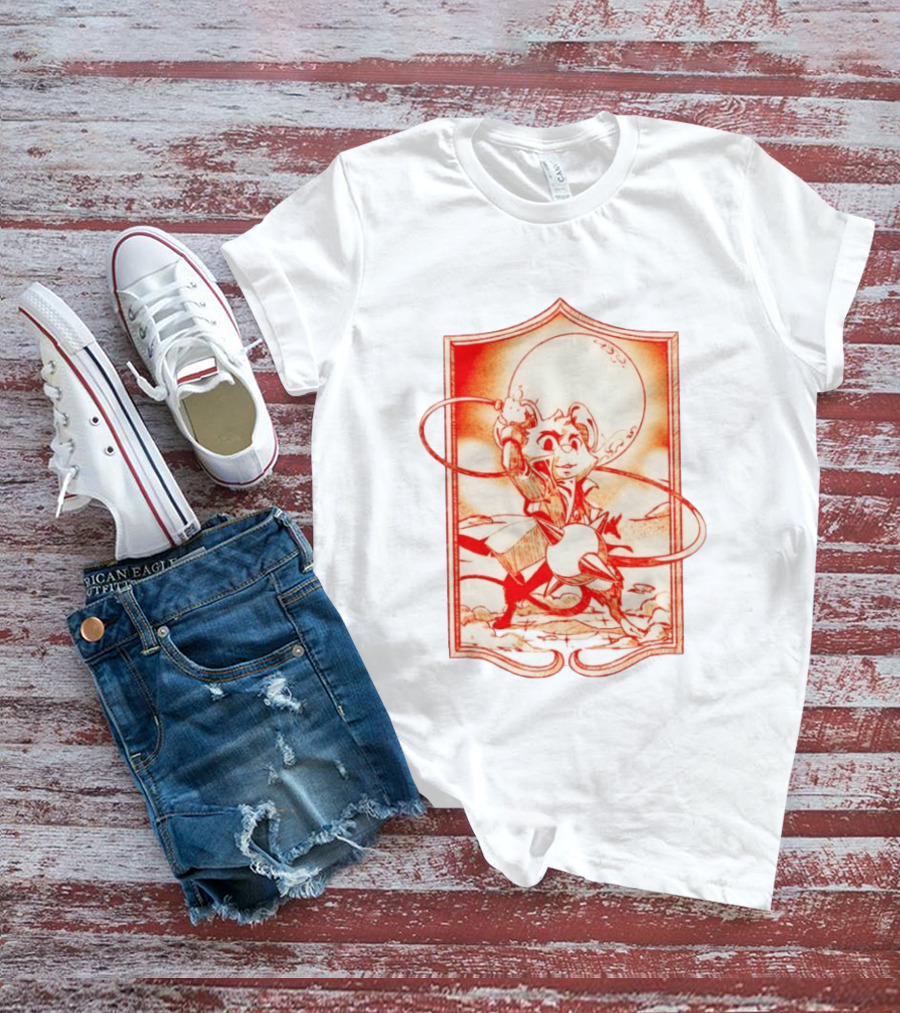 Biker Mice From Mars Throttle Wielding Flail Against Moonlit Backdrop T-Shirt