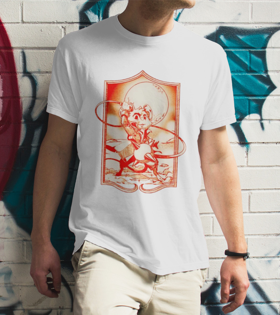 Biker Mice From Mars Throttle Wielding Flail Against Moonlit Backdrop T-Shirt