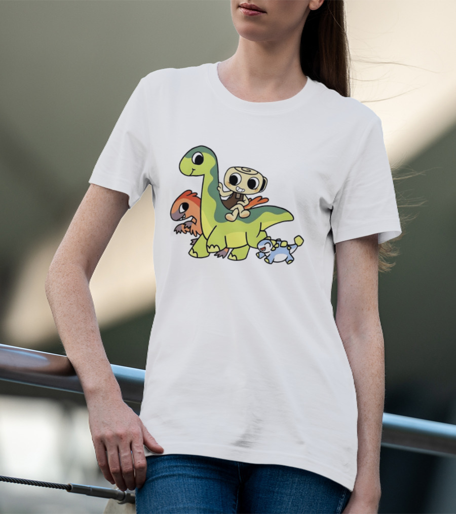 Cinnamon Roll Riding Dinosaurs Cute Cartoon Characters T-Shirt