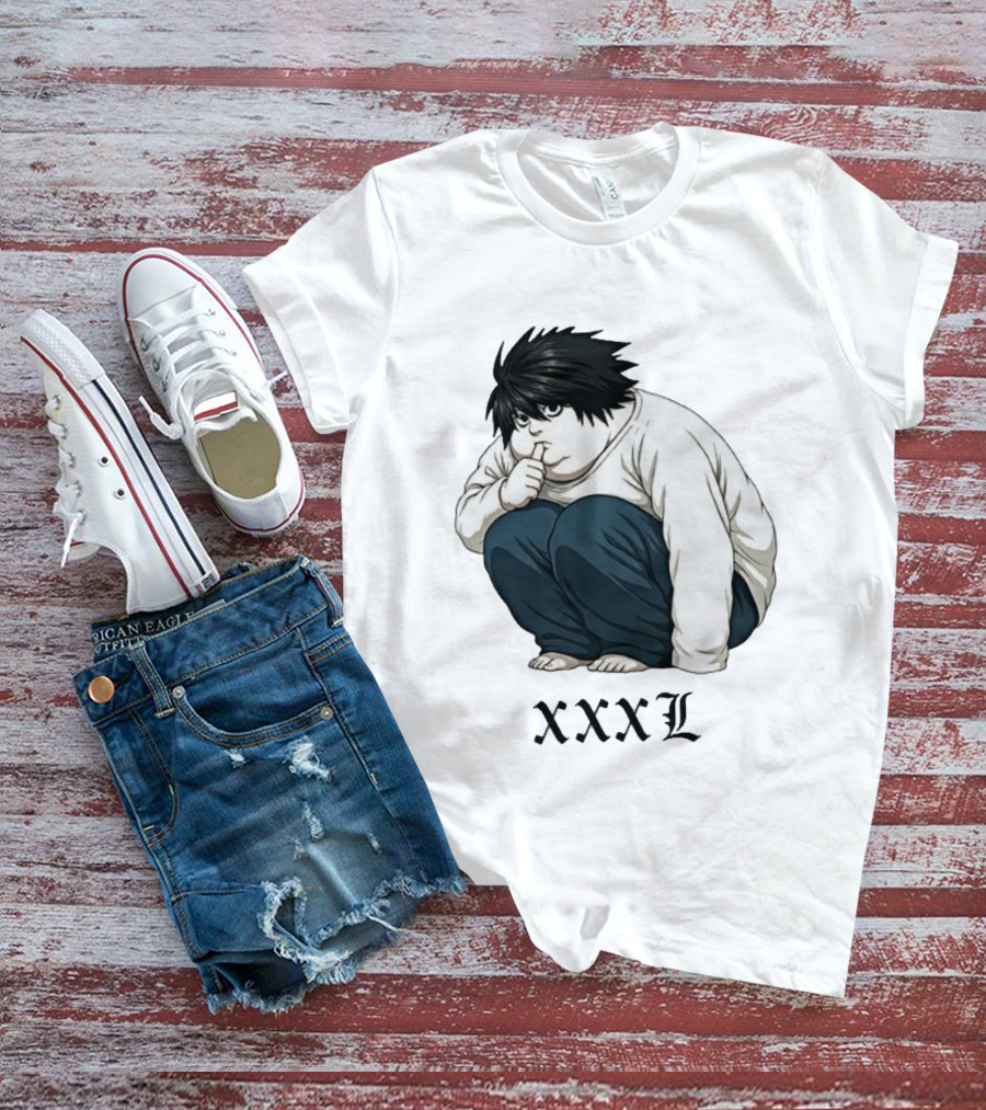 L Lawliet Xxxl Meme Anime Character Sitting Pose T-Shirt