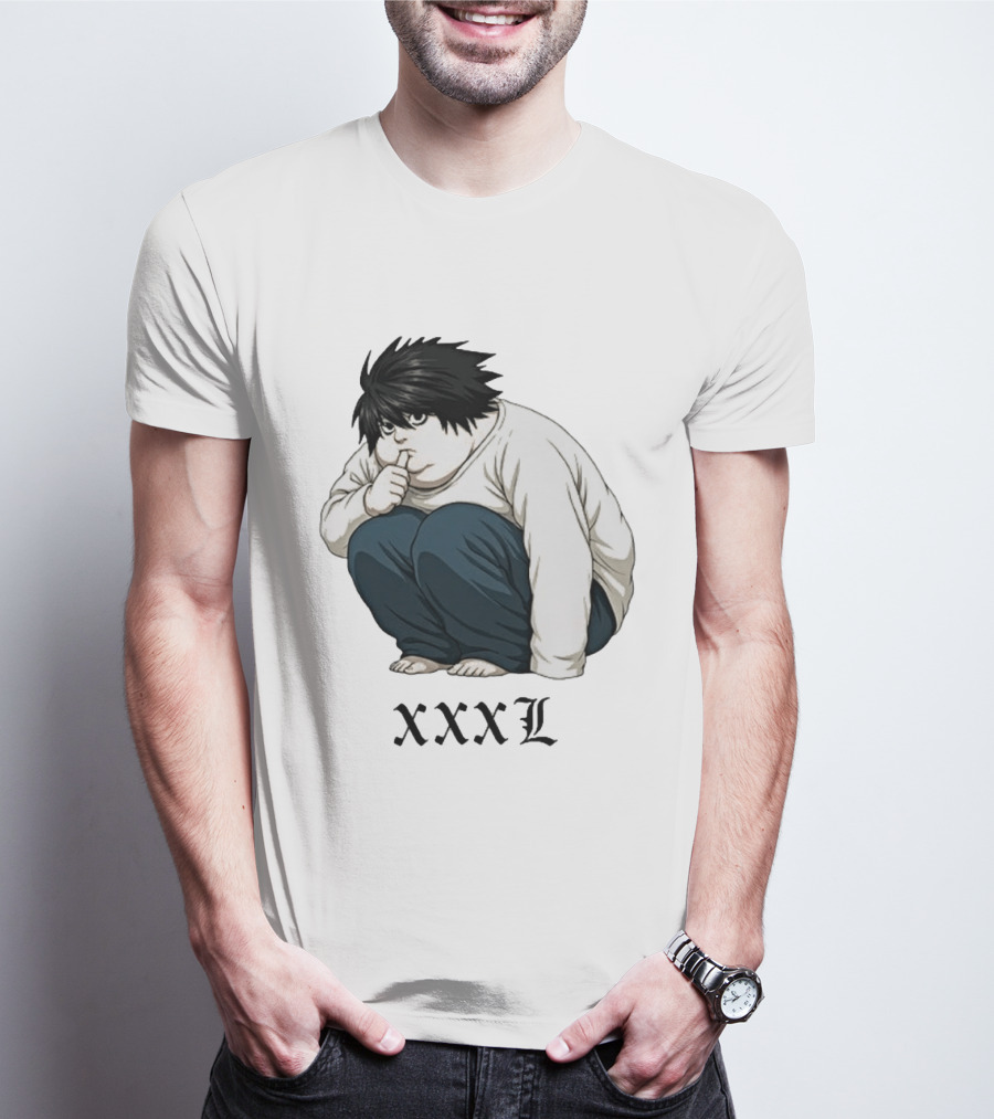 L Lawliet Xxxl Meme Anime Character Sitting Pose T-Shirt