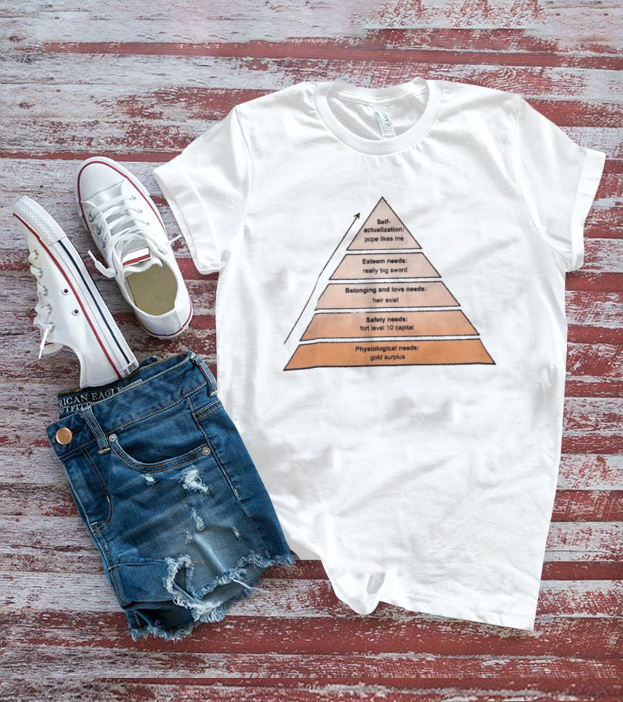 Maslow's Pyramid Parody Crusader Kings III Self Actualization Pope Likes Me Needs T-Shirt