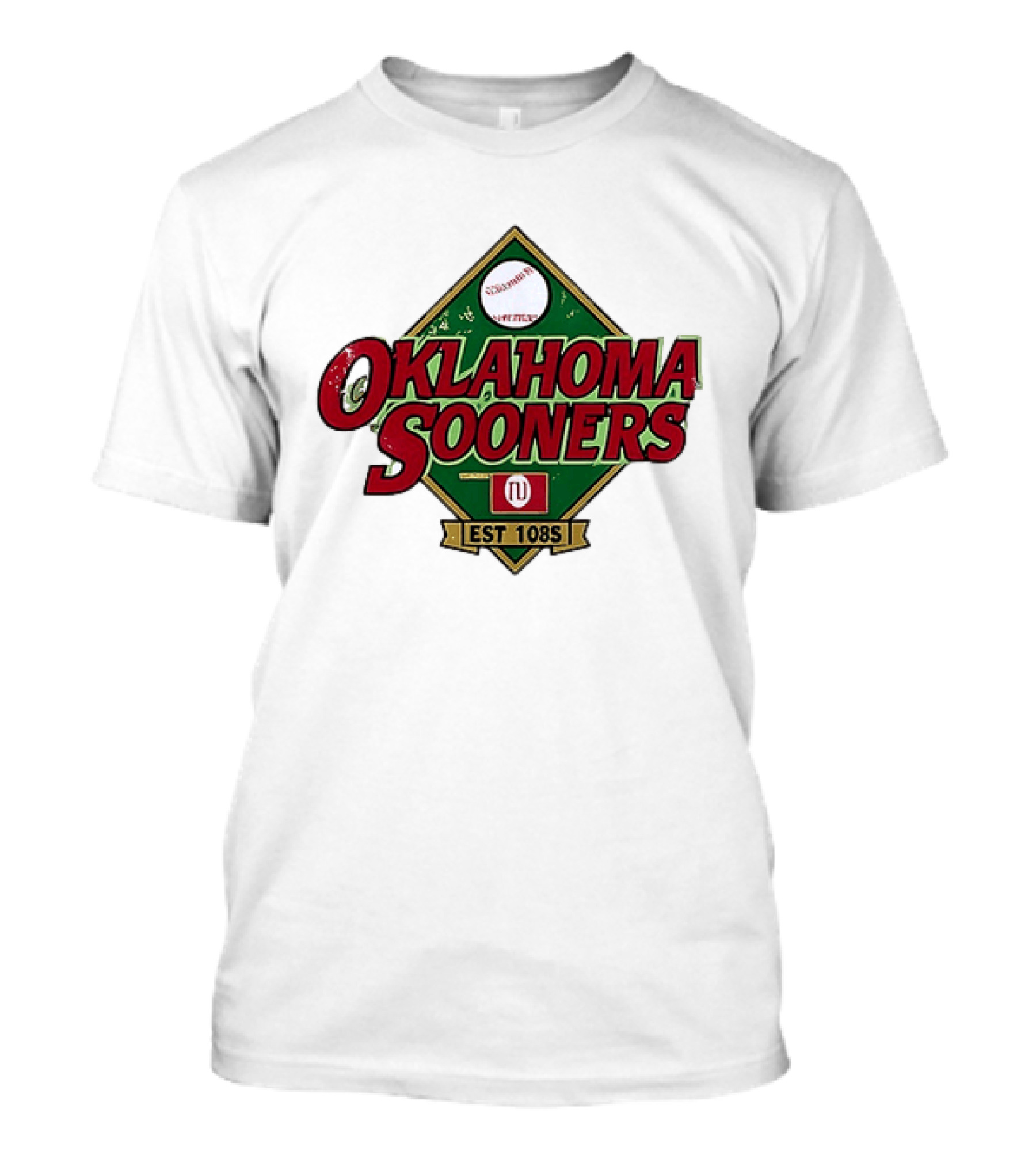 Oklahoma Sooners NCAA Baseball Est 108S Red Green Sports T-Shirt
