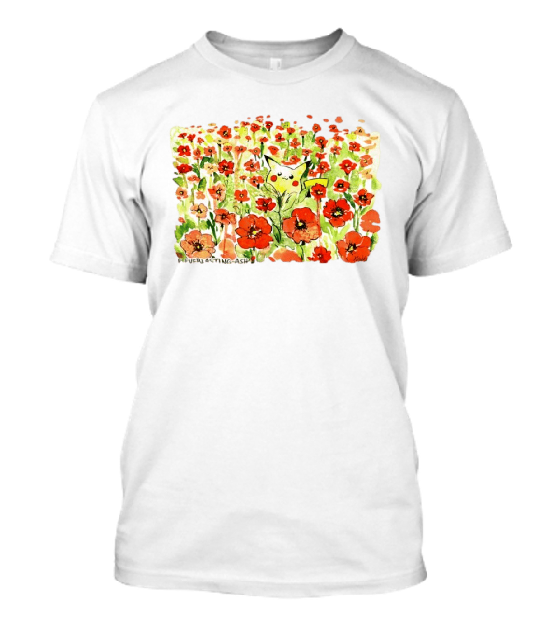 Pikachu Pokemon Everlasting Ash Floral Field T-Shirt