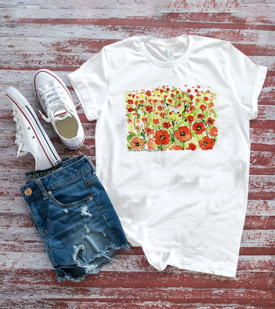 Pikachu Pokemon Everlasting Ash Floral Field T-Shirt