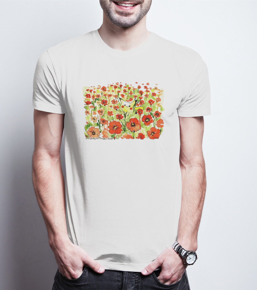 Pikachu Pokemon Everlasting Ash Floral Field T-Shirt