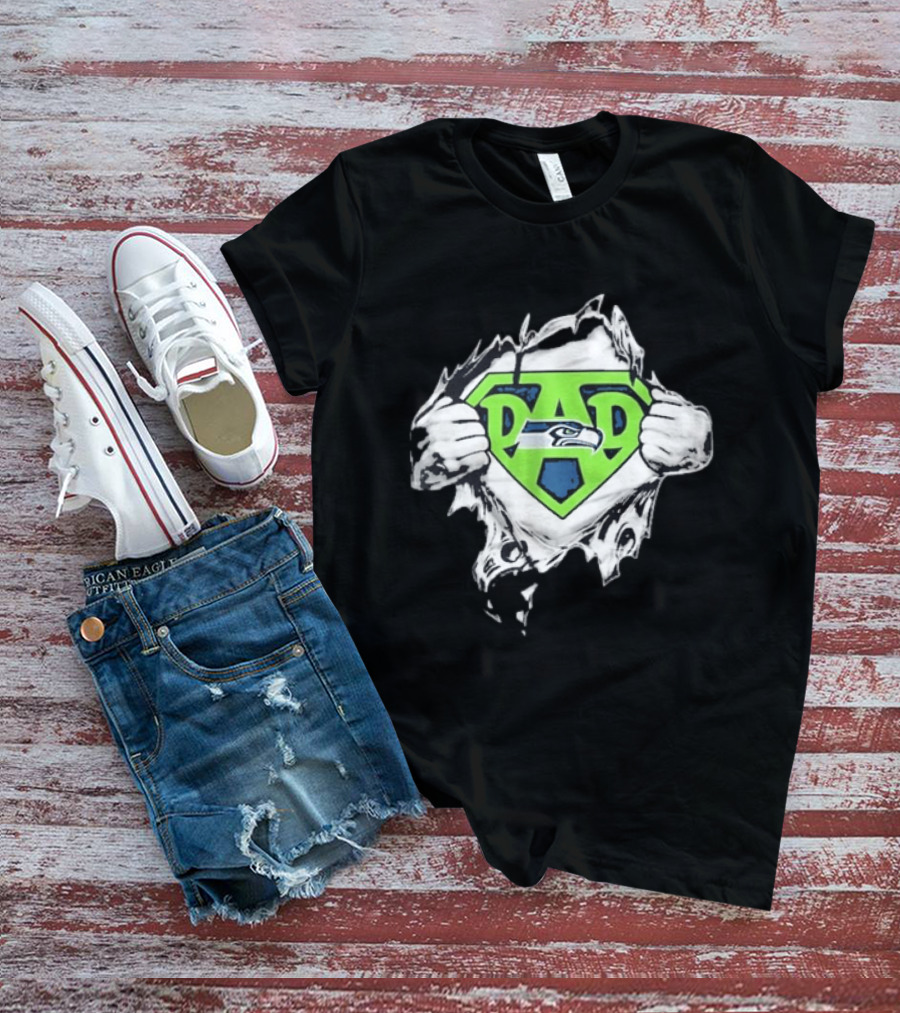 Seattle Seahawks Super Dad Ripped Chest DAD T-Shirt