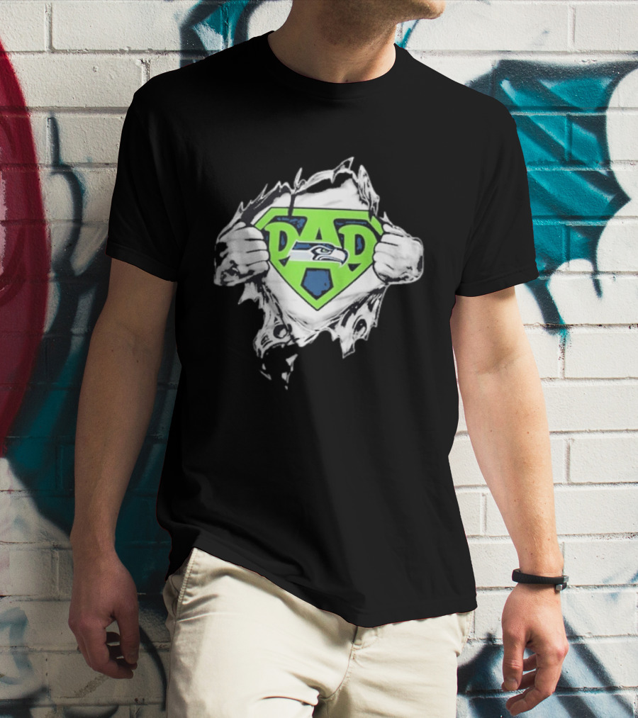 Seattle Seahawks Super Dad Ripped Chest DAD T-Shirt