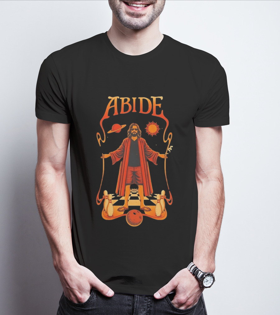 The Big Lebowski Abide Dude Bowling Solar System T-Shirt