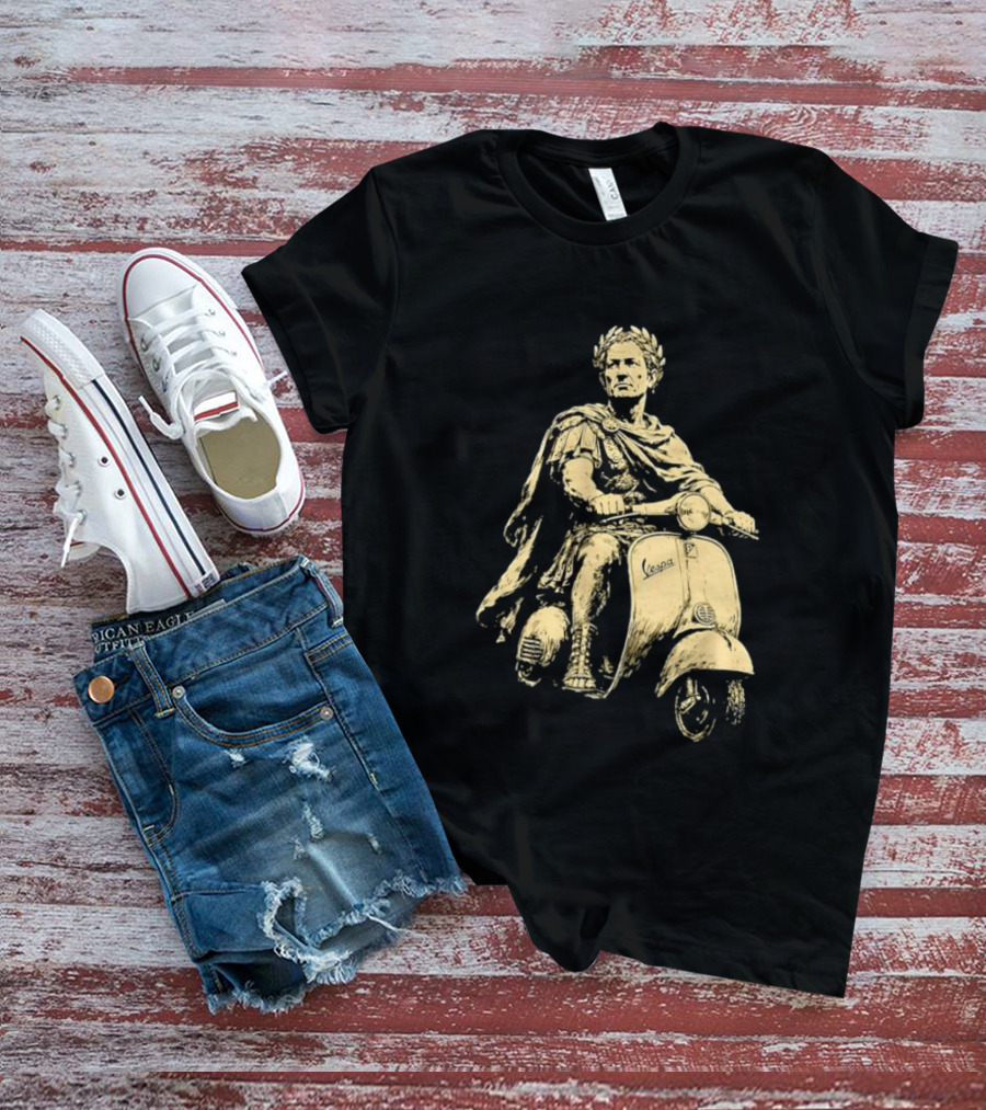 Julius Caesar Vespa Scooter Roman Warrior Motif T-Shirt