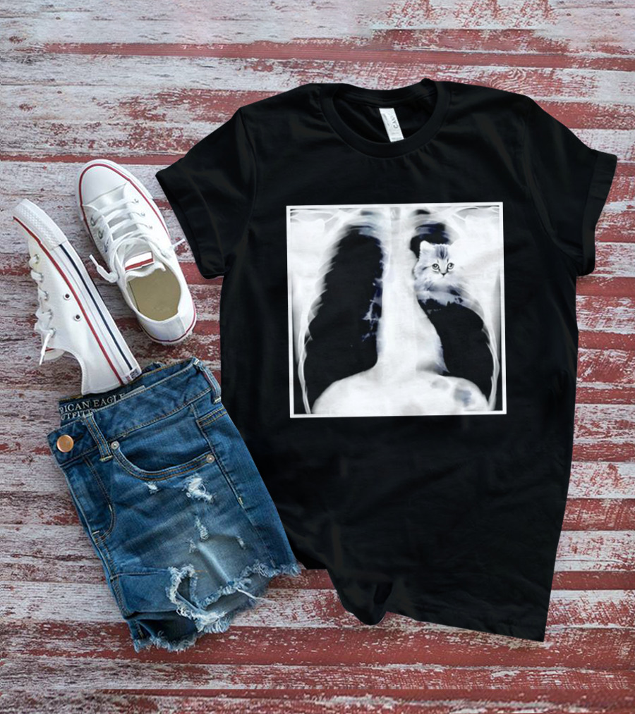 Kitten Chest X Ray Discovery Funny Cat Inside Joke T-Shirt