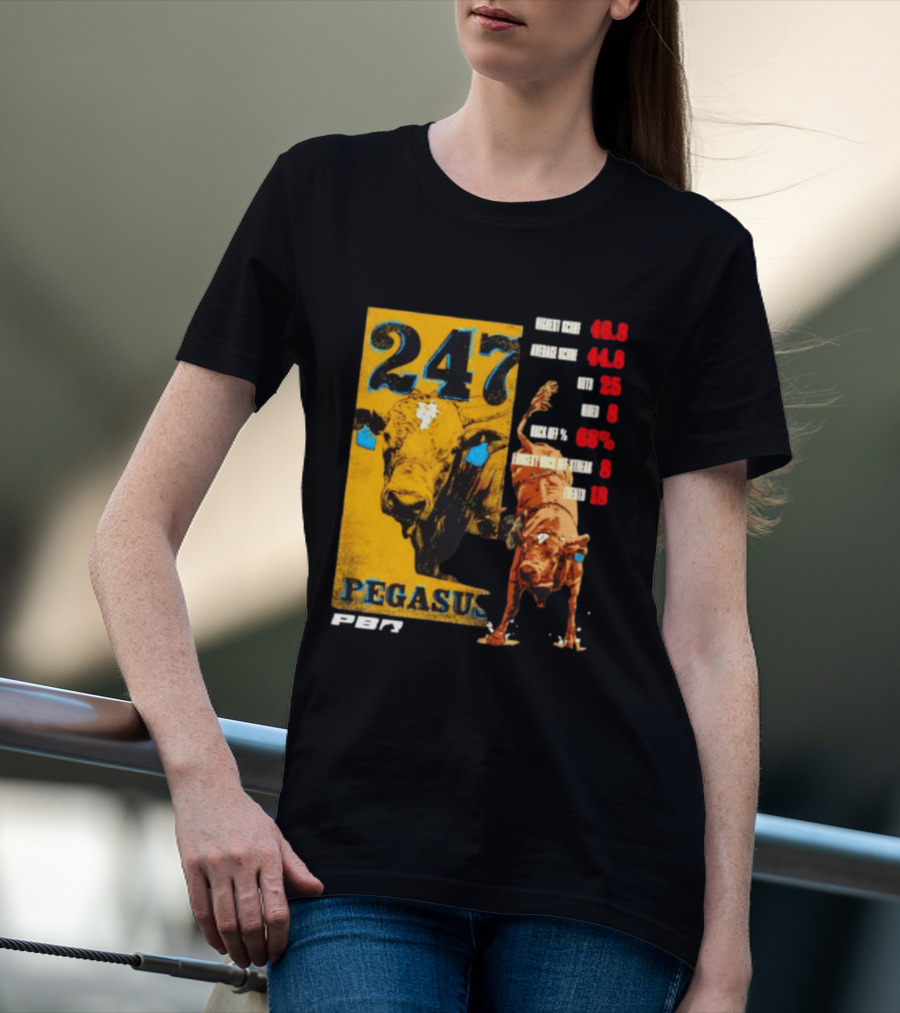 Pegasus 247 PBR Bull Riding Outs Stats Highest Average Score T-Shirt