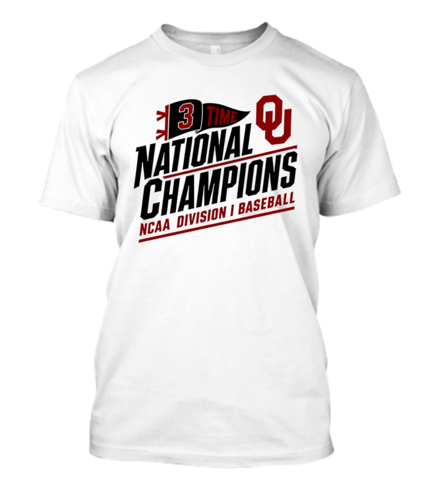 3 Time National Champions OU NCAA Division I Baseball T-Shirt