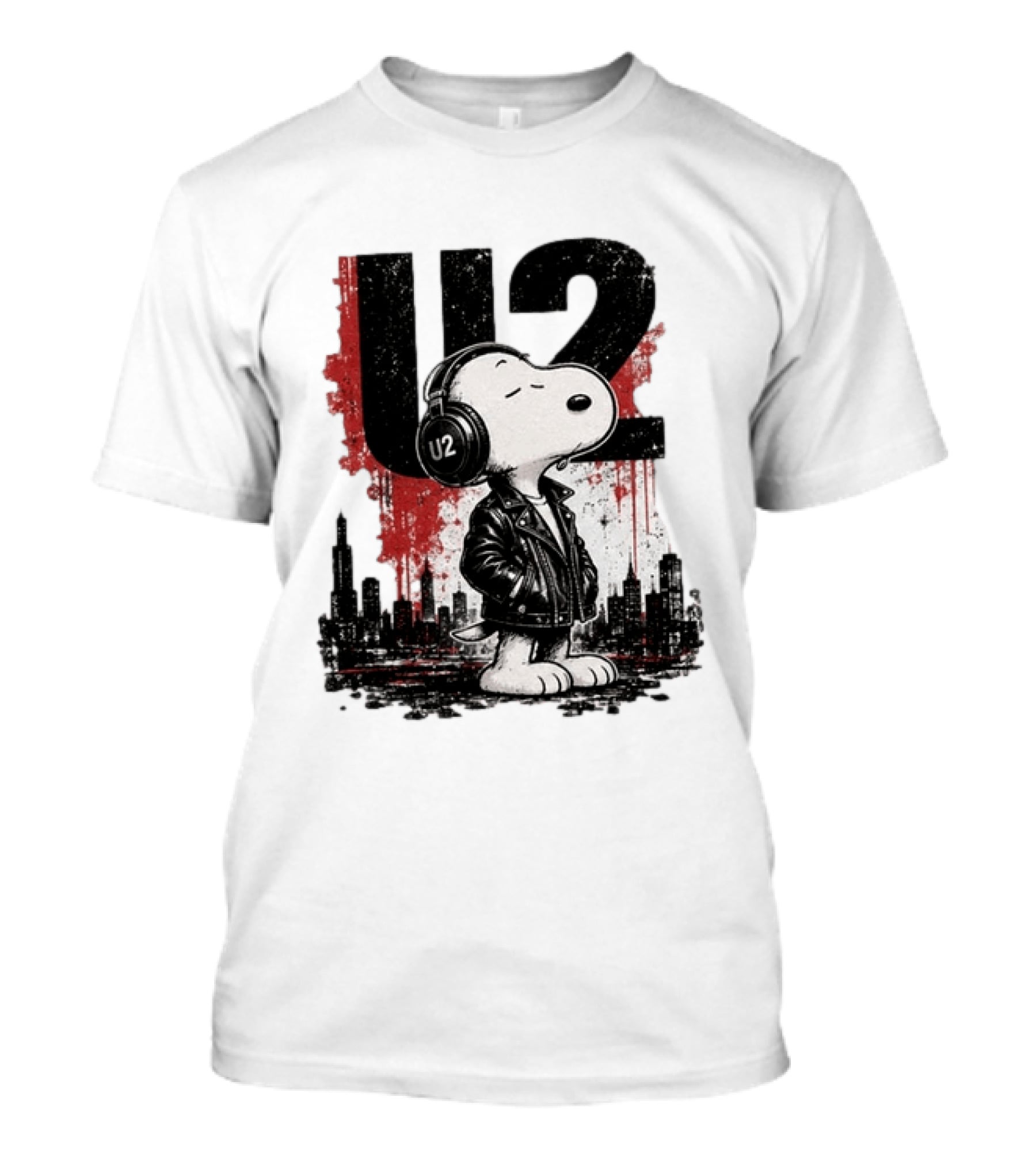 Snoopy U2 On Sky One Dream One Fearless Heart Urban Skyline T-Shirt