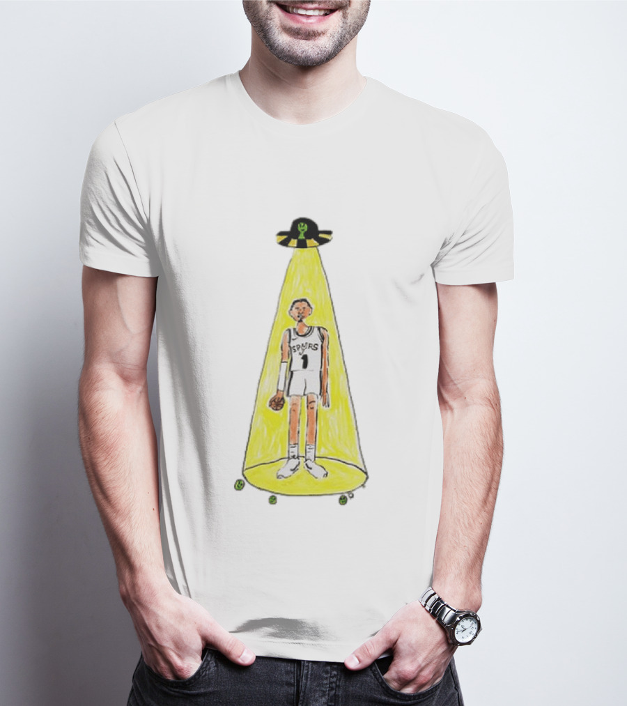 Victor Wembanyama Spurs NBA Out Of This World Alien Abduction Doodle T-Shirt