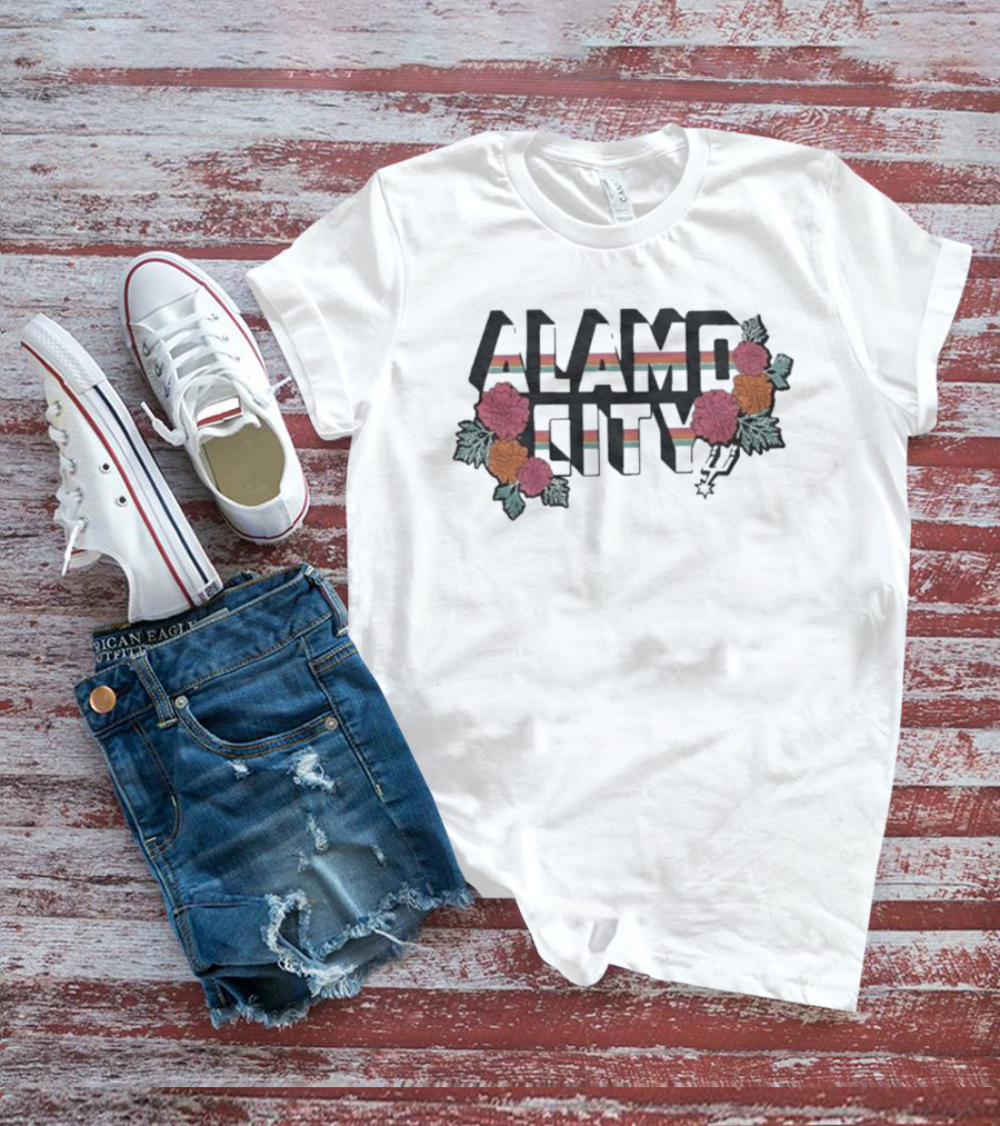 San Antonio Spurs Alamo City Flowers And Stripes T-Shirt