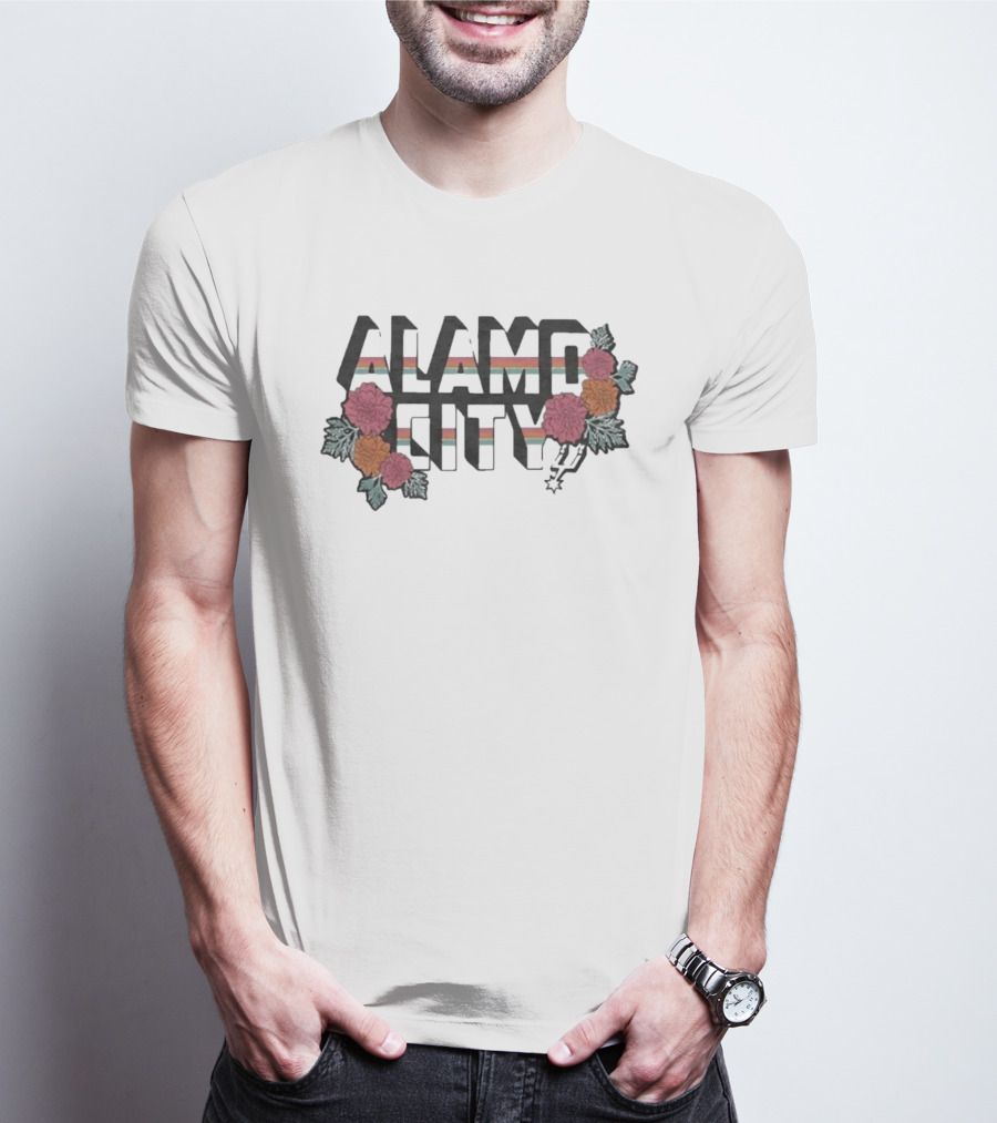 San Antonio Spurs Alamo City Flowers And Stripes T-Shirt