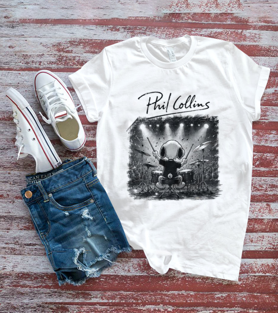 Snoopy Phil Collins Feel The Rhythm Trust The Heart Let It Flow T-Shirt