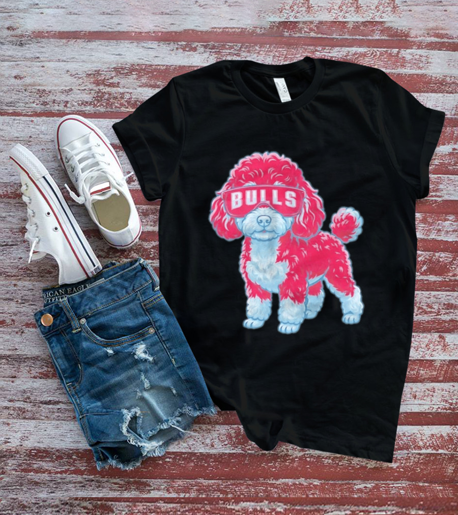Chicago Bulls Poodle Cartoon Glasses T-Shirt