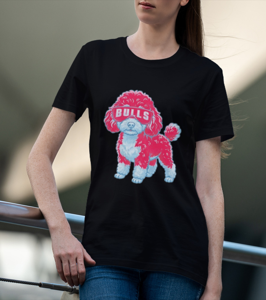 Chicago Bulls Poodle Cartoon Glasses T-Shirt