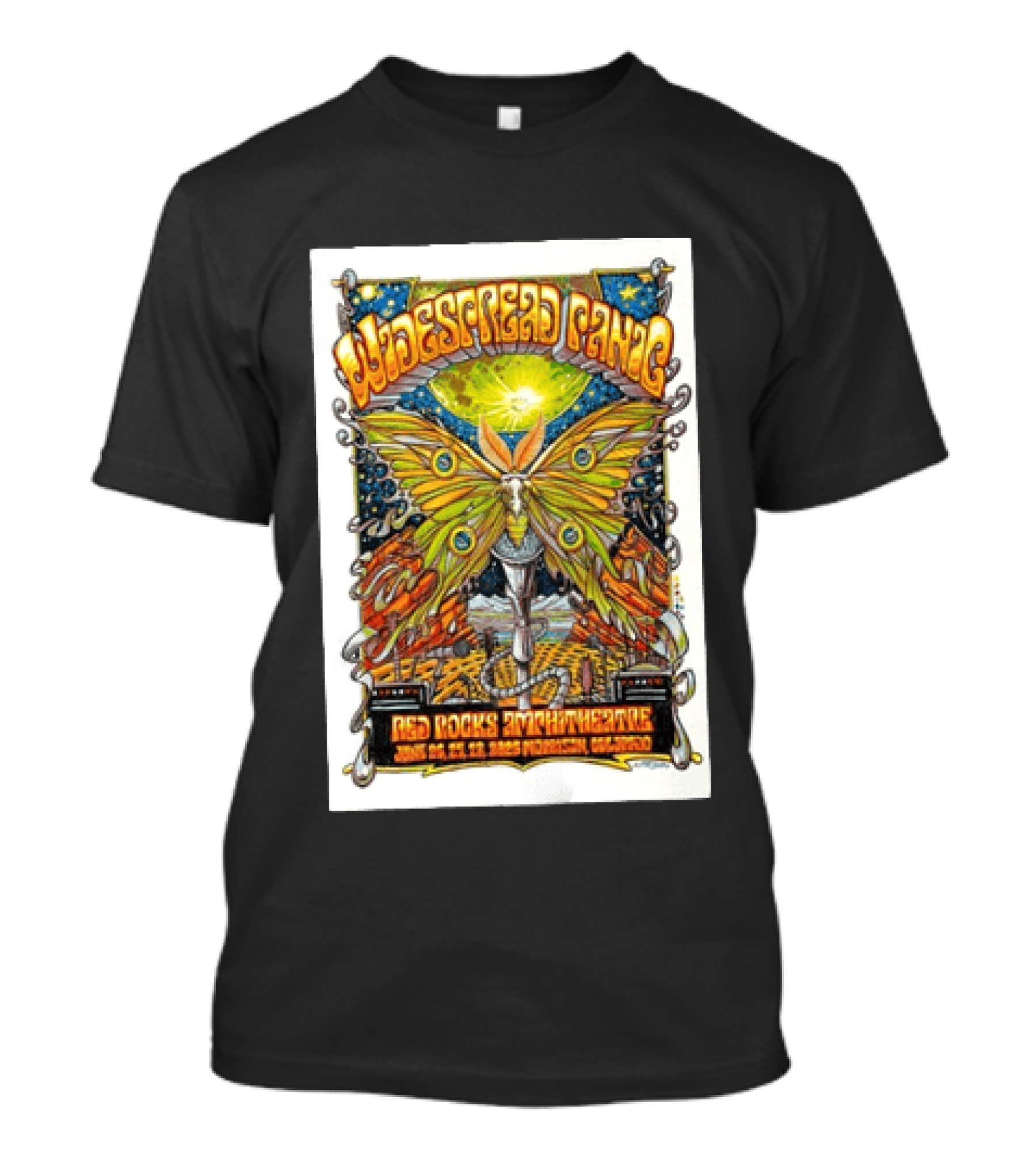 Widespread Panic June 26 28 2026 Red Rocks Amphitheatre Morrison Colorado Moth And Cosmic Sky T-Shirt