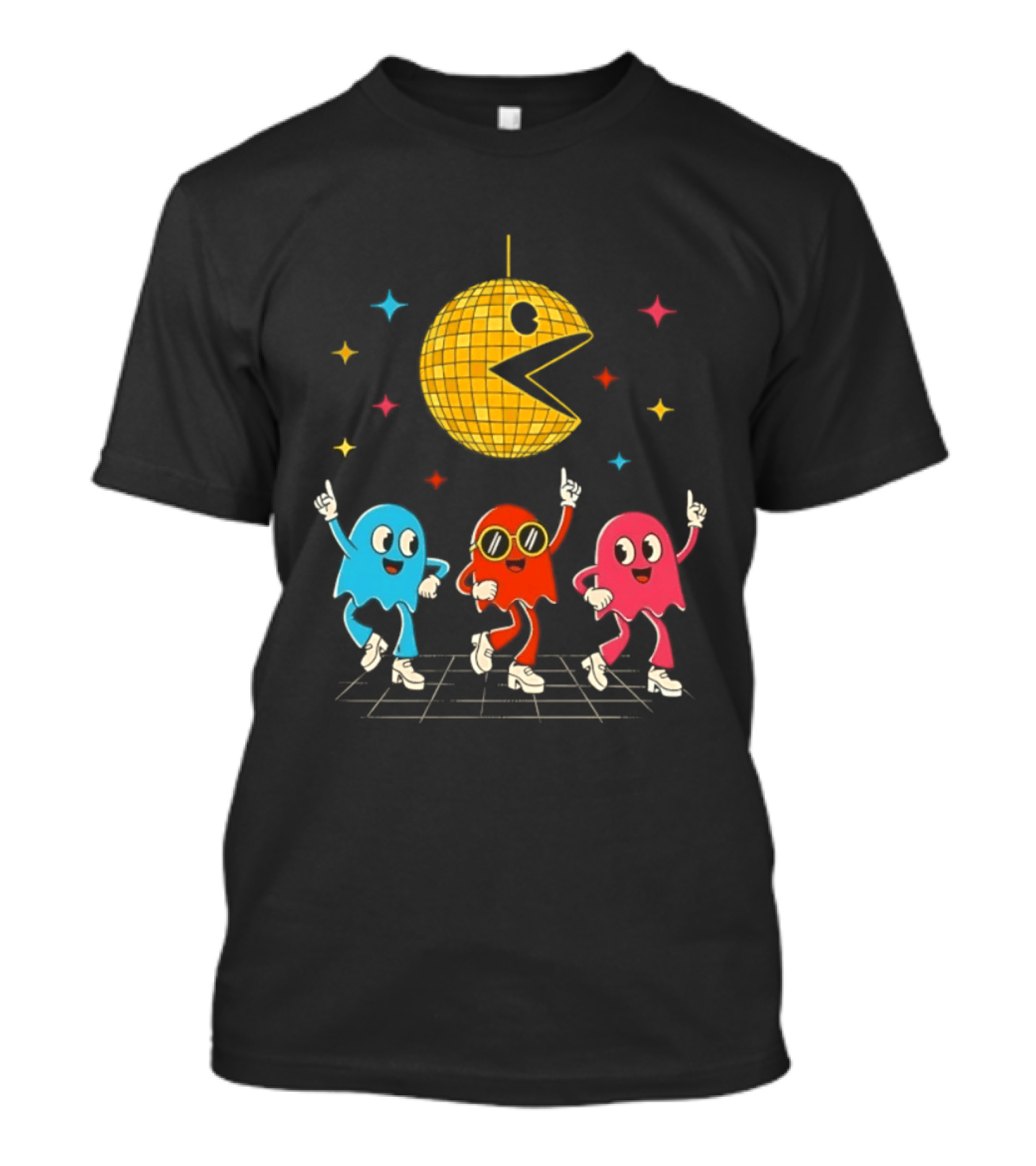 Pac Man Disco Ball And Ghosts Dance Arcade Party T-Shirt