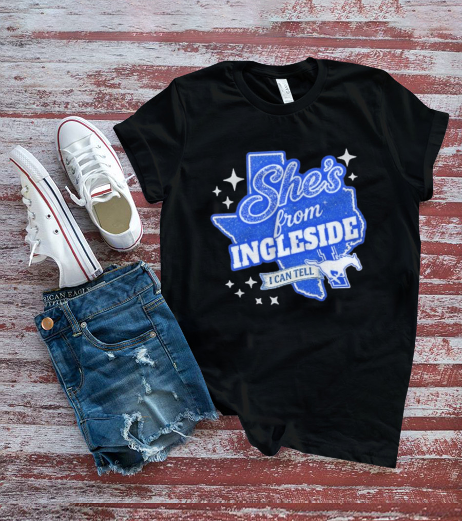 She's From Ingleside I Can Tell Texas Map Mustang T-Shirt