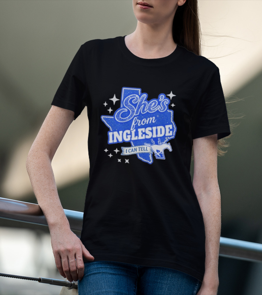 She's From Ingleside I Can Tell Texas Map Mustang T-Shirt