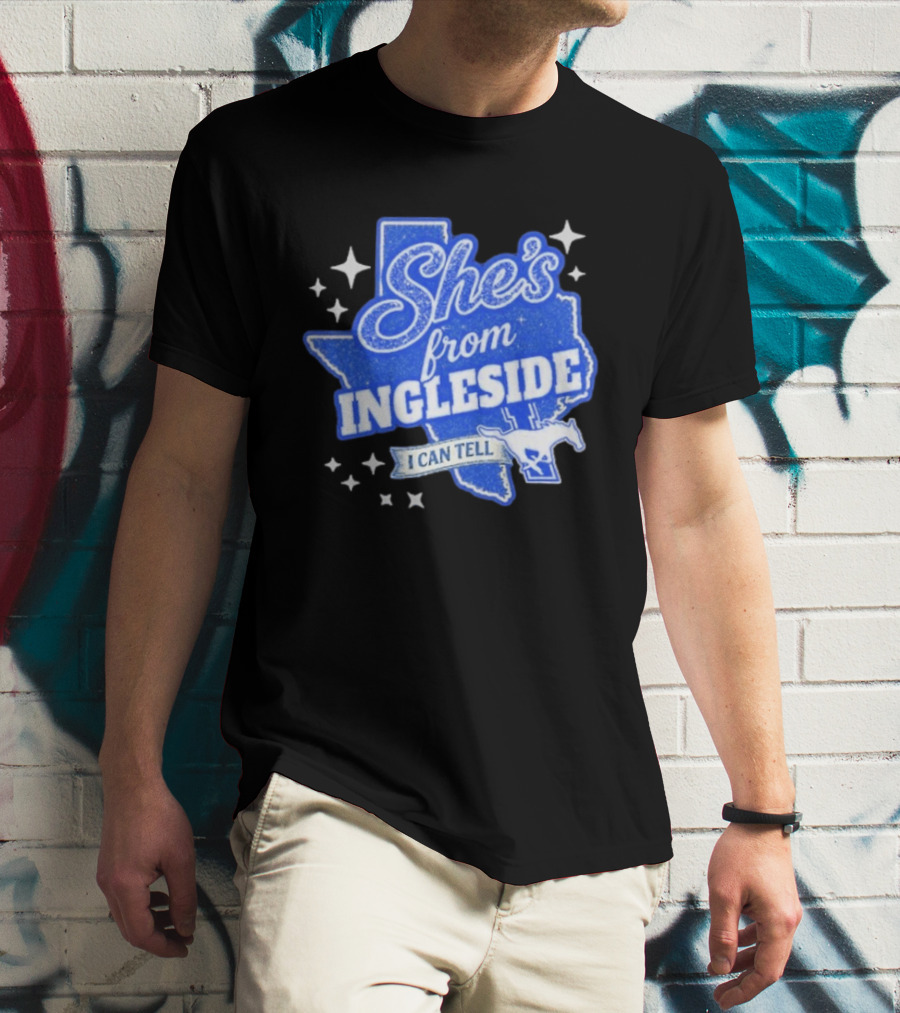She's From Ingleside I Can Tell Texas Map Mustang T-Shirt