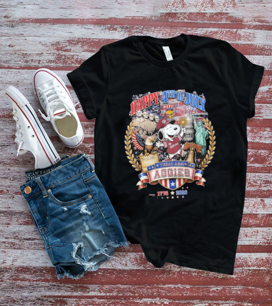 Snoopy Happy 4th Of July Texas A&M Aggies 1776 2026 Celebration T-Shirt