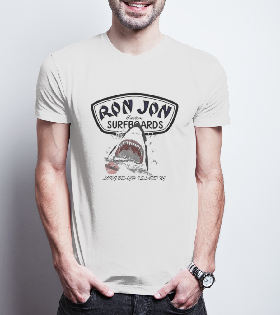 Long Beach Island NJ Ron Jon Custom Surfboards Shark Eating T-Shirt