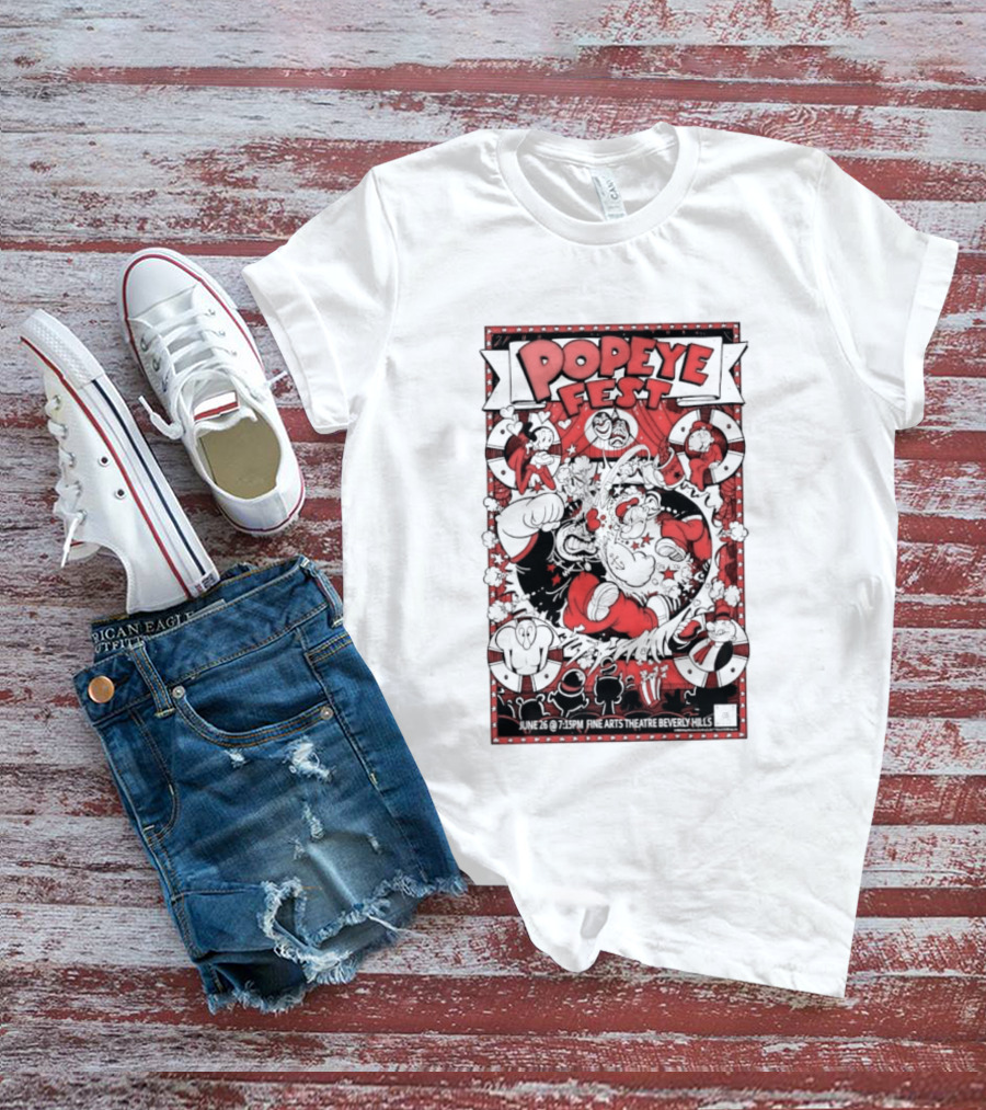 Popeye Fest Fine Arts Theatre Beverly Hills Comic Character Event T-Shirt