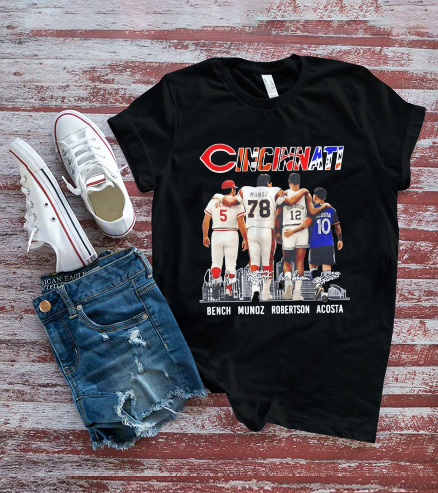 Cincinnati Icons Bench Munoz Robertson Acosta Sports Legends T-Shirt