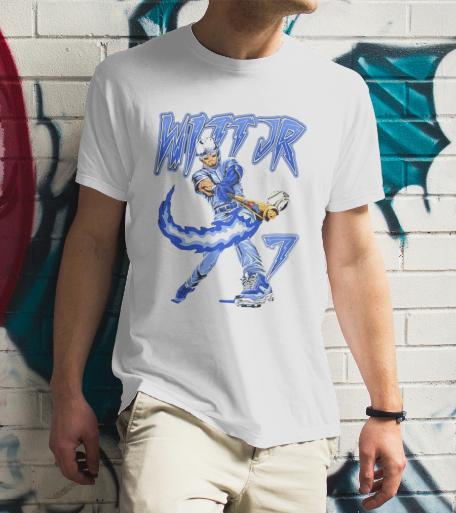 Witt Jr 7 Flaming Bat Baseball Player T-Shirt