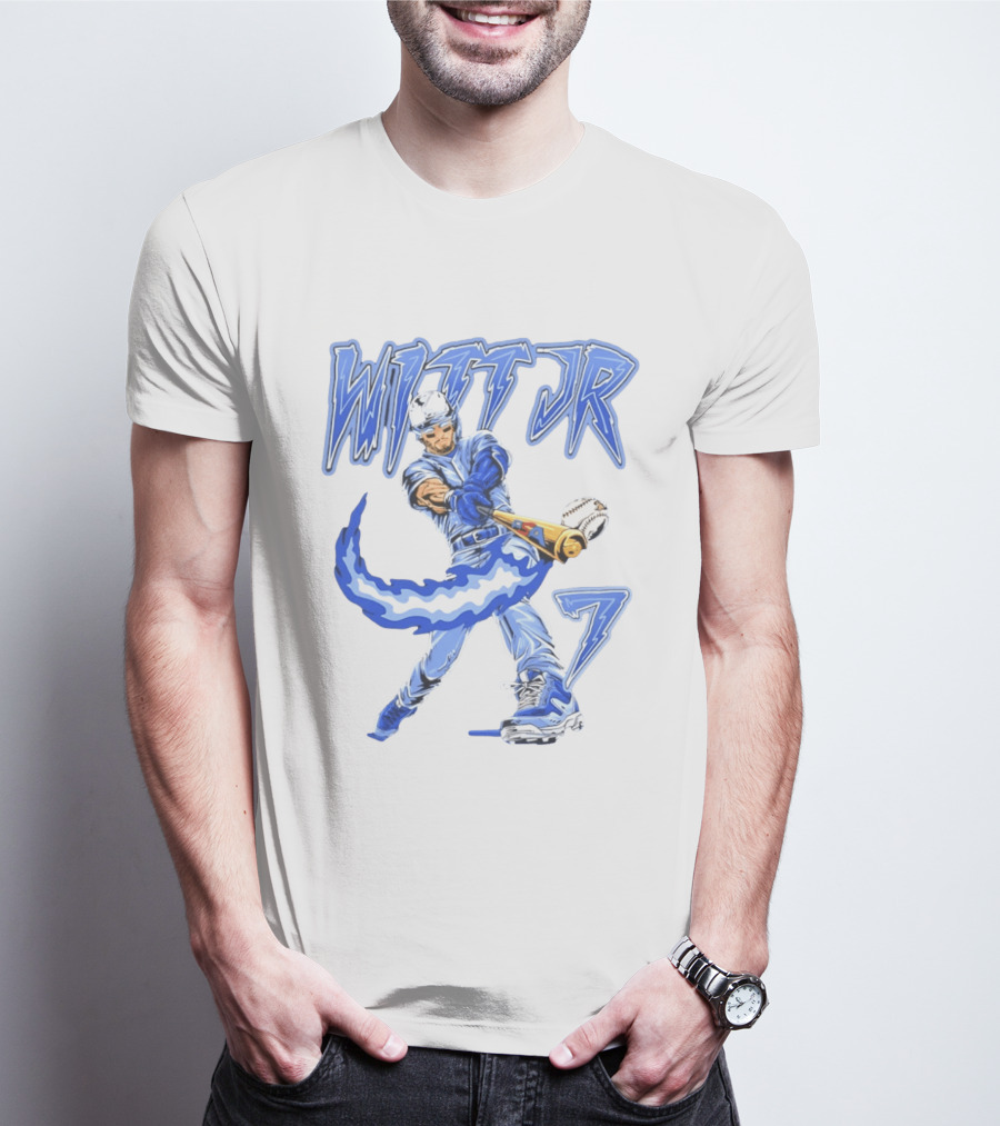 Witt Jr 7 Flaming Bat Baseball Player T-Shirt