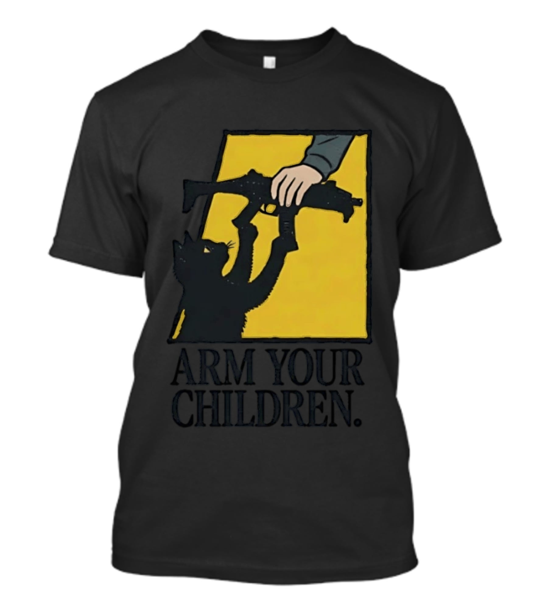Arm Your Children Black Cat Gun T-Shirt