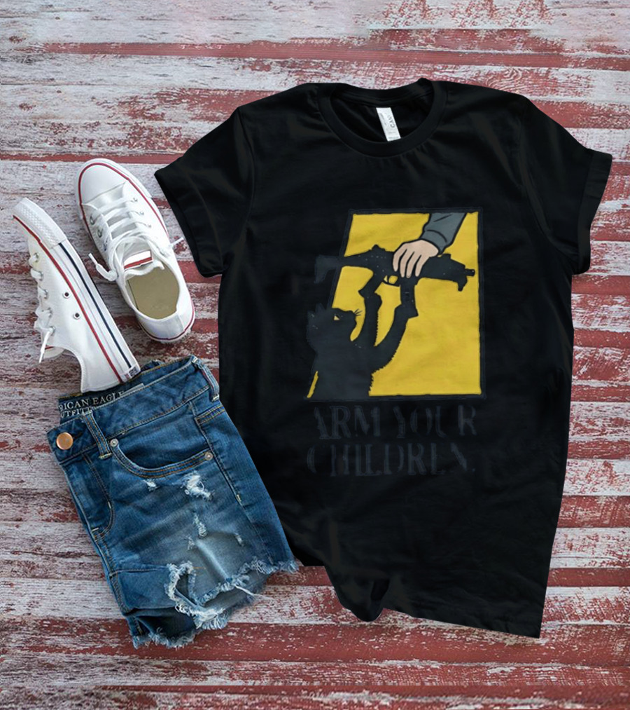 Arm Your Children Black Cat Gun T-Shirt
