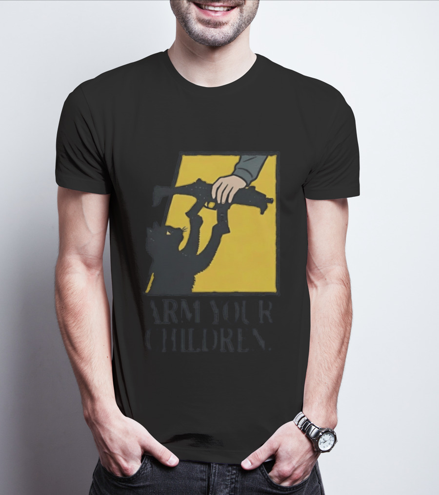 Arm Your Children Black Cat Gun T-Shirt