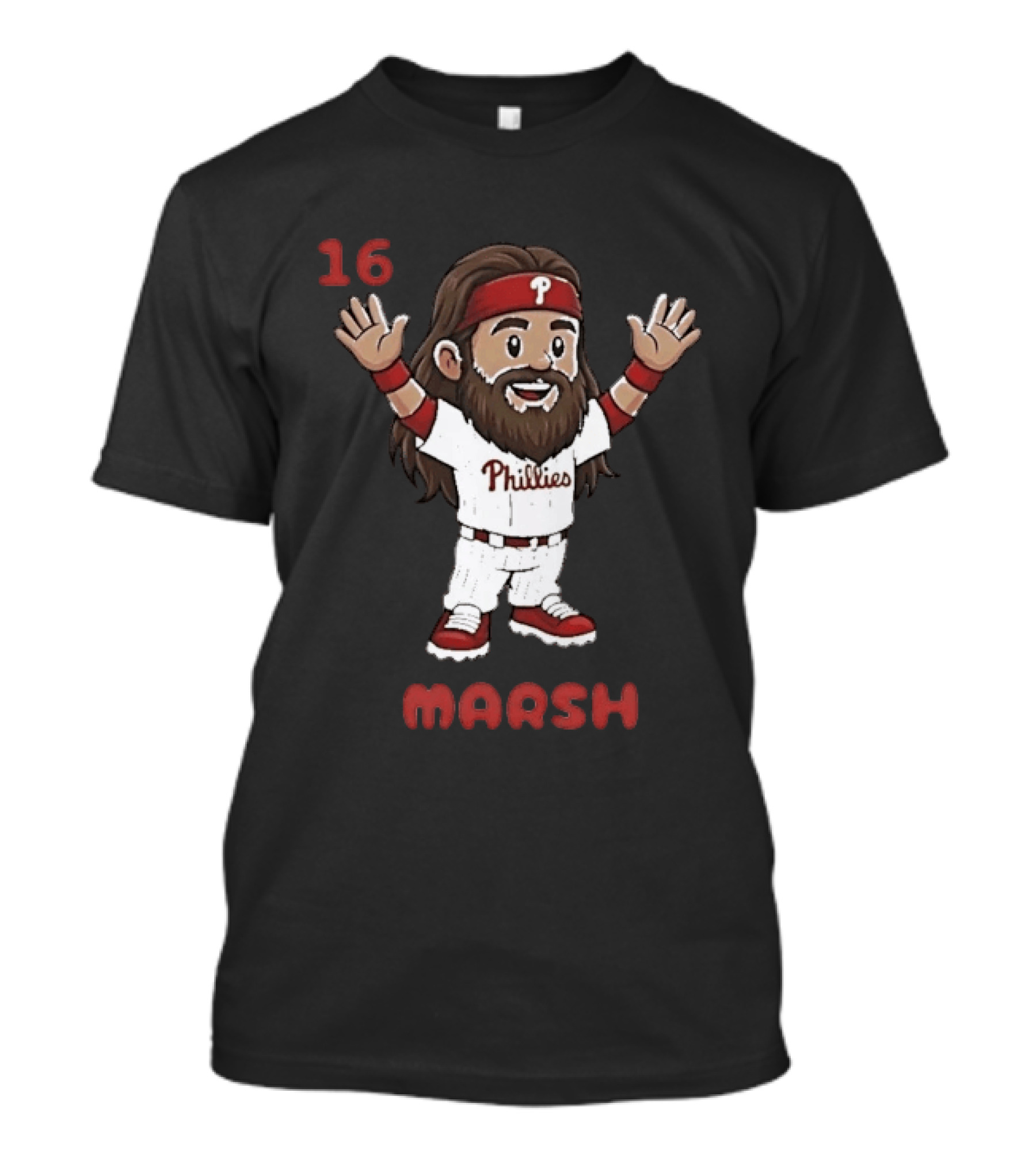Philadelphia Phillies Brandon Marsh 16 Cartoon MLB 2026 T-Shirt