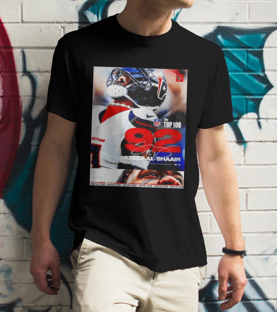 Houston Texans Azeez Al Shaair 92 NFL Top 100 Linebacker T-Shirt