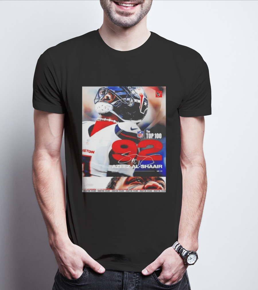 Houston Texans Azeez Al Shaair 92 NFL Top 100 Linebacker T-Shirt