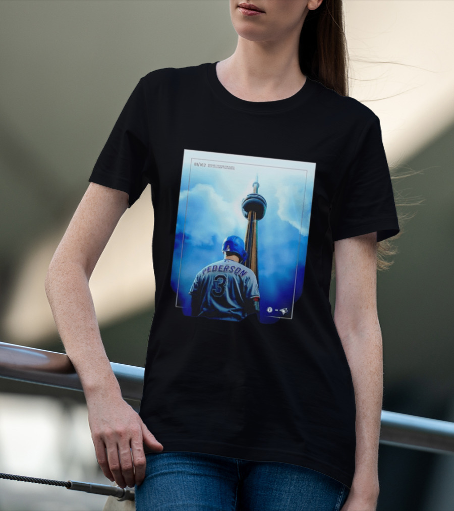 Pederson Toronto Blue Jays Vs Texas Rangers Game 1 CN Tower 81/162 T-Shirt