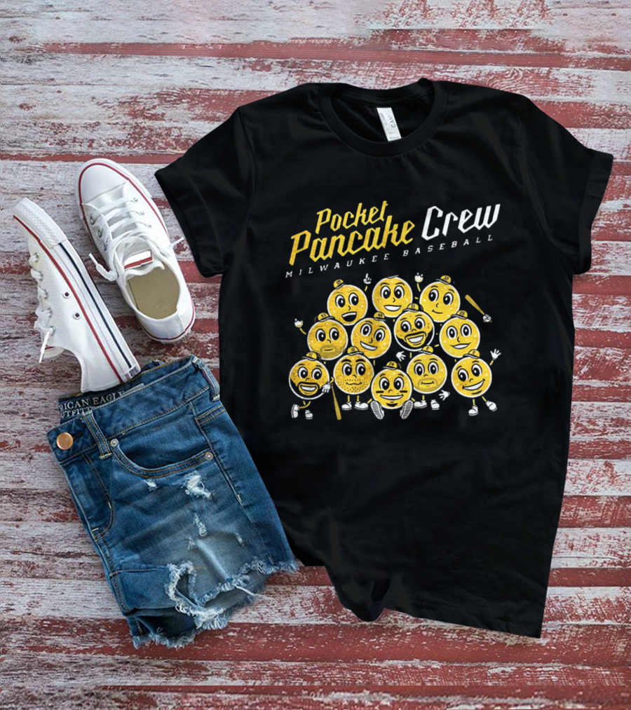 Pocket Pancake Crew Milwaukee Baseball Emoji Characters T-Shirt