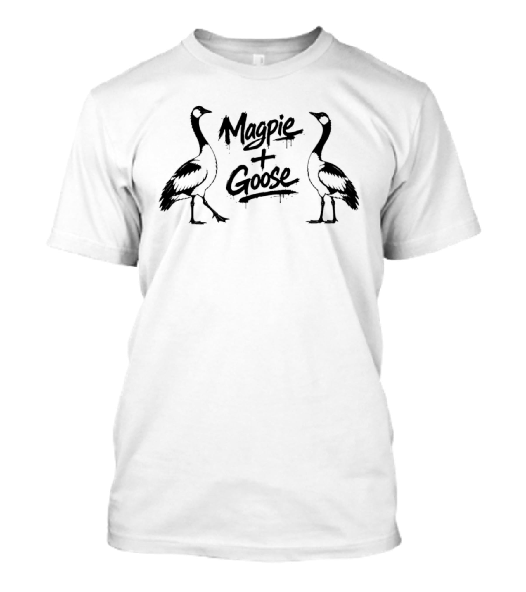Magpie Plus Goose Birds Silhouette Graphic Print T-Shirt