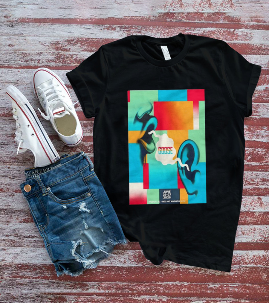 Goose Red Hat Amphitheater Raleigh NC June 26 27 2026 Vibrant Pop T-Shirt