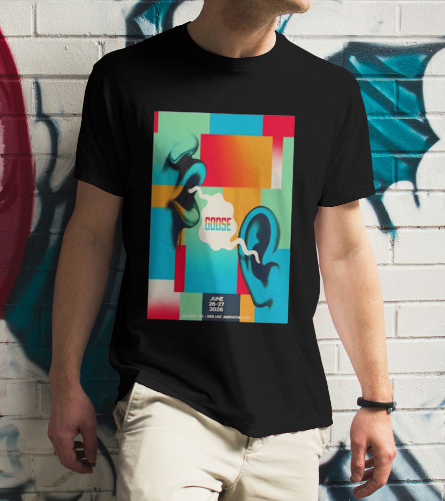 Goose Red Hat Amphitheater Raleigh NC June 26 27 2026 Vibrant Pop T-Shirt