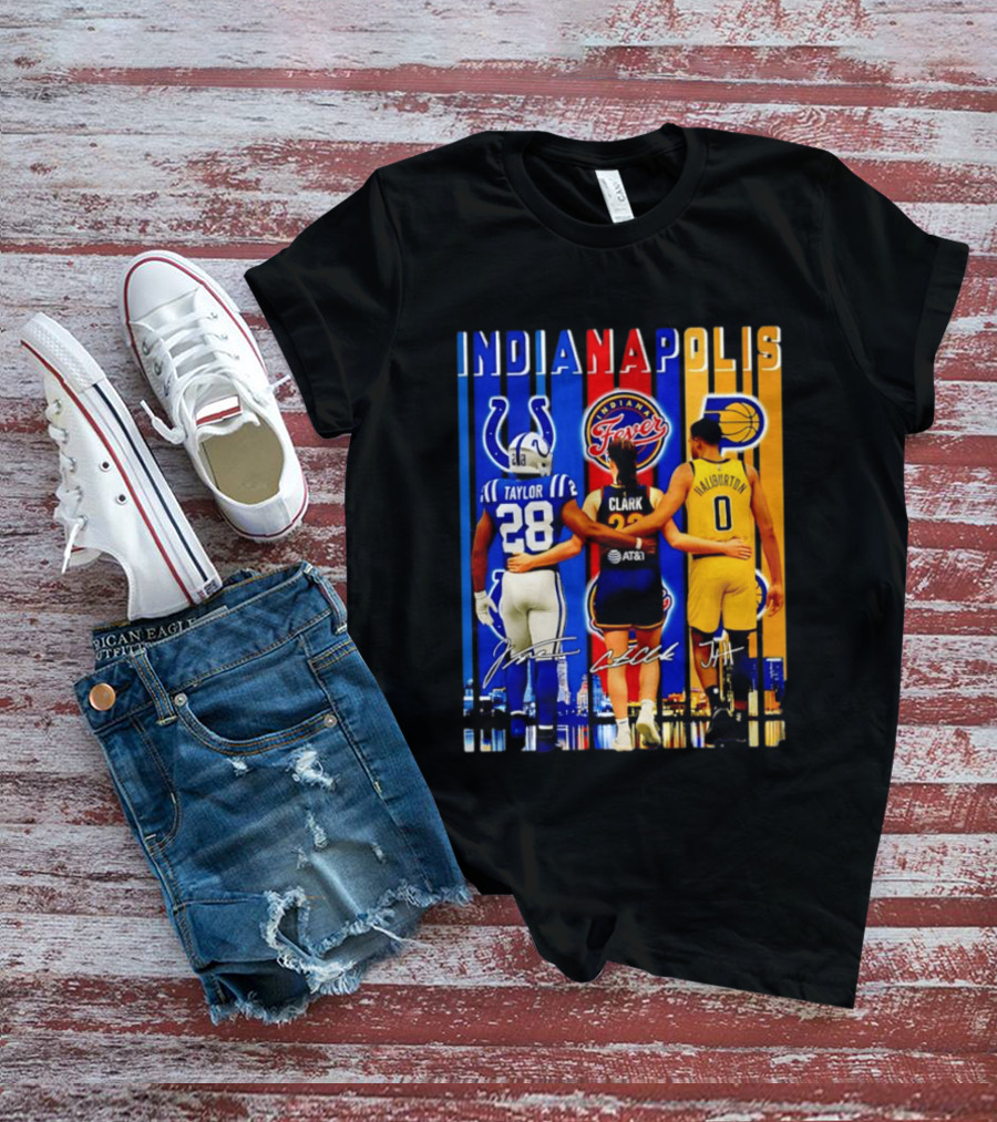 Indianapolis Colts Fever Pacers Jonathan Taylor Caitlin Clark Tyrese Haliburton T-Shirt